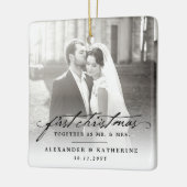 Eerste Kerstmis Mr. & Mrs Holiday Wedding Foto Keramisch Ornament (Links)