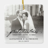 Eerste Kerstmis Mr. & Mrs Holiday Wedding Foto Keramisch Ornament (Voorkant)
