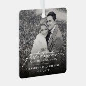 Eerste Kerstmis Mr. & Mrs Holiday Wedding Foto Metalen Ornament (Voorkant Rechts)
