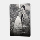 Eerste Kerstmis Mr. & Mrs Holiday Wedding Foto Metalen Ornament (Voorkant links)