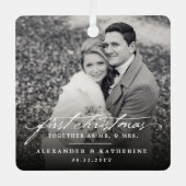 Eerste Kerstmis Mr. & Mrs Holiday Wedding Foto Metalen Ornament (Voorkant)