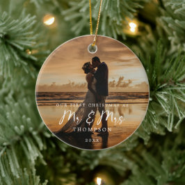 Eerste Kerstmis Mr. Mrs. Passen getrouwd Foto Keramisch Ornament