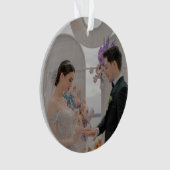 Eerste Kerstmis Mr. & Mrs Photo Brush Script Ornament (voorkant)