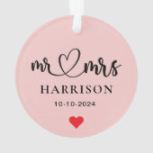 Eerste Kerstmis Mr. & Mrs Photo Brush Script Ornament (achterkant)