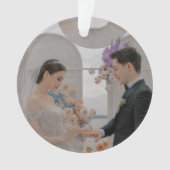 Eerste Kerstmis Mr. & Mrs Photo Brush Script Ornament (voorkant)