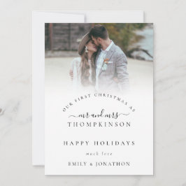 Eerste Kerstmis Mr Mrs Photo Names Holiday Feestdagenkaart