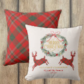 Eerste kerstmis Mr & Mrs rode plaid kussen