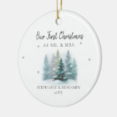 Eerste Kerstmis Mr. Mrs Snow Mountains Foto Keramisch Ornament (Links)
