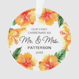 Eerste Kerstmis Mr & Mrs Tropical Floral Foto Ornament