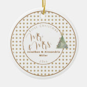 Eerste Kerstmis Mr & Mrs. | WATERVERF Keramisch Ornament (Voorkant)