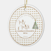 Eerste Kerstmis Mr & Mrs. | WATERVERF Keramisch Ornament (Links)