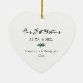 Eerste Kerstmis Mr. Mrs. Winter Branch Eenvoudige  Keramisch Ornament (Voorkant)