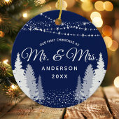 Eerste Kerstmis, Mr. Navy Winter String Lights Keramisch Ornament