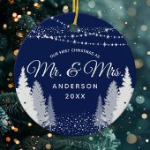 Eerste Kerstmis, Mr. Navy Winter String Lights Keramisch Ornament
