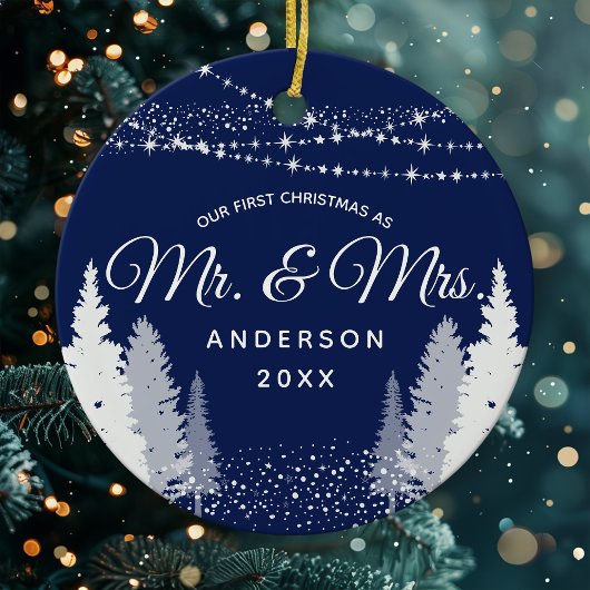 Eerste Kerstmis, Mr. Navy Winter String Lights Keramisch Ornament