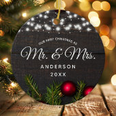 Eerste Kerstmis, Mr. Red Pine String Lights Keramisch Ornament