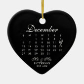 Eerste kerstmis na de bruiloft datum keramisch ornament (Voorkant)