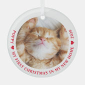 Eerste Kerstmis: New Home Kitten Cat Foto Glas Ornament (Voorkant)