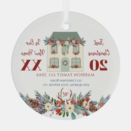 Eerste Kerstmis nieuw gezin thuis Glas Ornament (Achterkant)