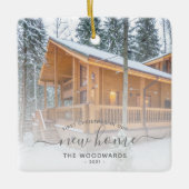 Eerste Kerstmis Nieuw Home Aangepast Foto Grijs Ma Keramisch Ornament (Voorkant)
