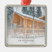 Eerste Kerstmis Nieuw Home Aangepast Foto Grijs Ma Metalen Ornament (Voorkant)