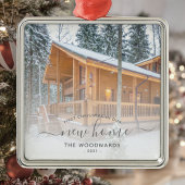 Eerste Kerstmis Nieuw Home Aangepast Foto Grijs Ma Metalen Ornament