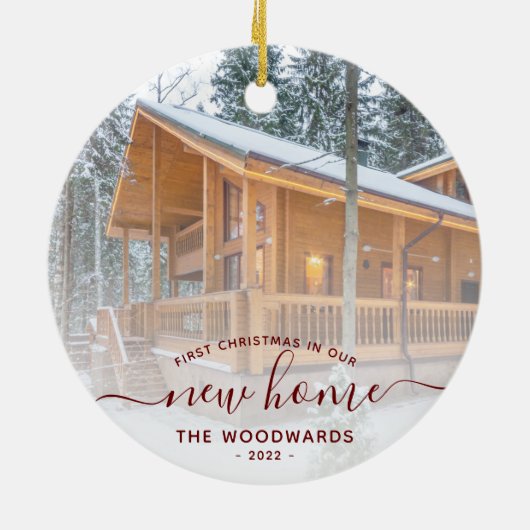 Eerste Kerstmis Nieuw Home Aangepast Foto Rood Man Keramisch Ornament (Achterkant)