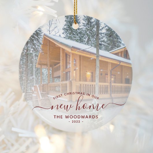 Eerste Kerstmis Nieuw Home Aangepast Foto Rood Man Keramisch Ornament