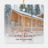 Eerste Kerstmis Nieuw Home Aangepast Foto Rood Man Keramisch Ornament (Achterkant)