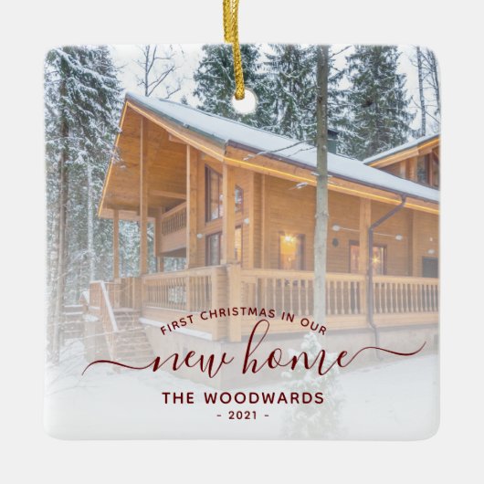 Eerste Kerstmis Nieuw Home Aangepast Foto Rood Man Keramisch Ornament (Voorkant)