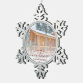 Eerste Kerstmis Nieuw Home Aangepast Foto Rood Man Tin Sneeuwvlok Ornament (Rechts)