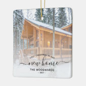 Eerste Kerstmis Nieuw Home Aangepast Foto Zwart Ma Keramisch Ornament (Links)