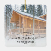 Eerste Kerstmis Nieuw Home Aangepast Foto Zwart Ma Keramisch Ornament (Achterkant)