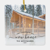 Eerste Kerstmis Nieuw Home Aangepast Foto Zwart Ma Keramisch Ornament (Voorkant)