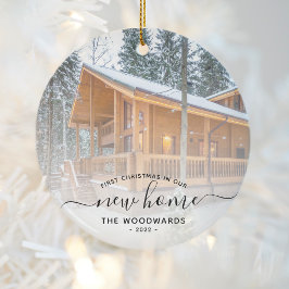 Eerste Kerstmis Nieuw Home Aangepast Foto Zwart Ma Keramisch Ornament