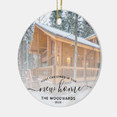 Eerste Kerstmis Nieuw Home Aangepast Foto Zwart Ma Keramisch Ornament (Links)