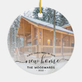 Eerste Kerstmis Nieuw Home Aangepast Foto Zwart Ma Keramisch Ornament (Achterkant)