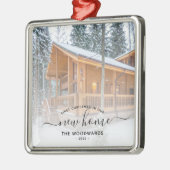 Eerste Kerstmis Nieuw Home Aangepast Foto Zwart Ma Metalen Ornament (Links)