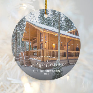 Eerste Kerstmis Nieuw-Home Aangepaste foto White s Keramisch Ornament