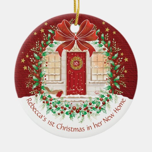 Eerste Kerstmis, Nieuw Huis, Eentje, Keramisch Ornament (Voorkant)