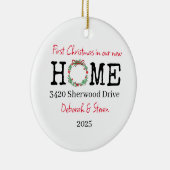 Eerste Kerstmis Nieuw Huis Gepersonaliseerd Orname Keramisch Ornament (Rechts)