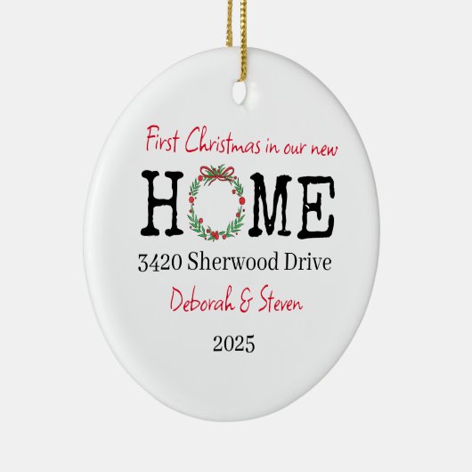 Eerste Kerstmis Nieuw Huis Gepersonaliseerd Orname Keramisch Ornament (Rechts)