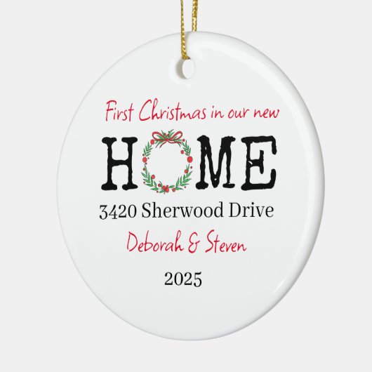 Eerste Kerstmis Nieuw Huis Gepersonaliseerd Orname Keramisch Ornament (Links)
