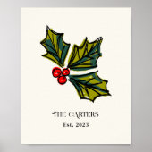 Eerste Kerstmis Nieuw Huis Holly Berries Keepsake Poster (Voorkant)