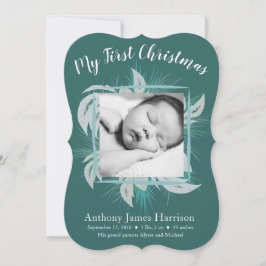Eerste Kerstmis nieuwe Baby Notice Holiday Card Feestdagenkaart