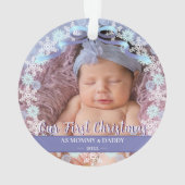 Eerste Kerstmis Nieuwe Baby Ouders Snowflakes Ornament (achterkant)