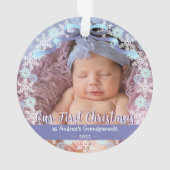 Eerste kerstmis Nieuwe babygrootouders Snowflakes  Ornament (achterkant)