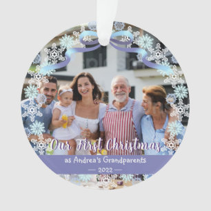 Eerste kerstmis Nieuwe babygrootouders Snowflakes Ornament