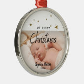 Eerste Kerstmis Nieuwe Babymetaal Metalen Ornament (Rechts)