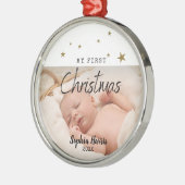 Eerste Kerstmis Nieuwe Babymetaal Metalen Ornament (Links)